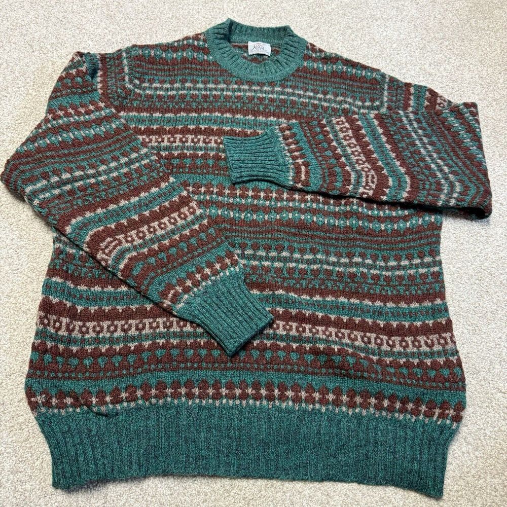 Vintage Clan Royal Shetland‎ wool mens pull over sweater CL Green ski winter